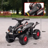 AIYAPLAY 6V Kids Electric Quad Bike w/ Music, Forward Function, for 2-6 Years, Black(m-3)