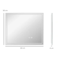 kleankin LED Bathroom Mirror with Lights, Illuminated Makeup Mirror, Vanity Mirror with 3 Colour, Smart Touch, Anti-Fog(m-3)