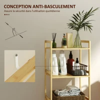HOMCOM Étagère salle de bain à 3 niveaux étagère en bambou 3 étagères réglables 5 positions 43,5 x 31,5 x 80 cm bois naturel(m-6)