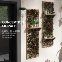 Outsunny Lot de 2 support plantes intérieur porte plante intérieure avec étagères et treillis 60 x 18 x 170 cm bois naturel(m-6)