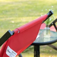 Outsunny Set of 2 Folding Garden Beach Aluminium Frame Deck Chairs Deckchairs Seaside Folding Garden Patio Lounger, Red(m-8)