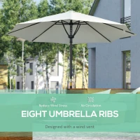 Outsunny Garden 3 m Parasol Umbrella, Outdoor Market Table Umbrella Sun Shade Canopy with 8 Ribs, Easy Push to Open, Cream(m-4)