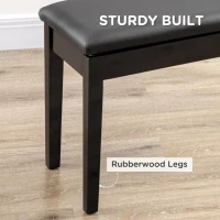 HOMCOM Classic Piano Bench Stool, PU Leather Padded Keyboard Stool with Rubber Wood Legs and Music Storage Compartment, Black(m-5)