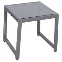 Outsunny Tavolino da Caffè da Giardino Piano in Vetro Temperato in Rattan Alluminio 50 x 49,5 x 50 cm(m-10)
