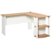 HOMCOM Mesa de Ordenador PC Escritorio con Estantes para Oficina Hogar Tipo Esquinera Forma L 136x130x72cm Madera(m-11)