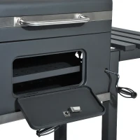 Griglia Barbecue 2 Griglie di Cottura 4 Palette Laterali 1 Cassetta Regolabile in Altezza 4 Comodi Gancini 2 Rotelle e 1 Maniglia Acciaio Inox e Ferro Grigio Certificato GS 115×56×108cm(m-8)