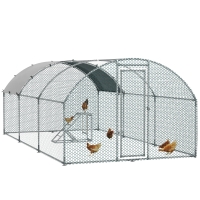 PawHut Walk In Chicken Run with Chicken Activity Shelf and Cover, 2.8 x 5.7 x 2m