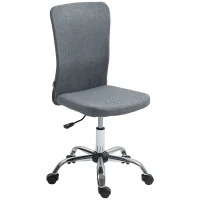 HOMCOM Armless Computer Desk Chair, Fabric Swivel Office Chair, Makeup Vanity Chair with Height Adjustable, Wheels, for Home Study Bedroom, Grey(m-10)