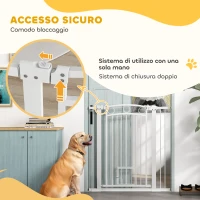 PawHut Cancellino per Cani Regolabile da 76-104 cm, Cancelletto Alto 106 cm con 2 Estensioni, Bianco(m-6)