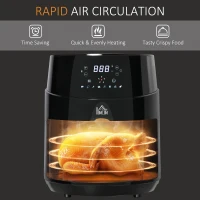 HOMCOM Air Fryer, 1500W 4.5L Air Fryer Oven with Digital Display, Rapid Air Circulation, Adjustable Temperature, Timer and Nonstick Basket for Oil Less or Low Fat Cooking, Black(m-5)
