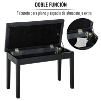 HOMCOM Taburete de Piano Banco de Teclado con Espacio de Almacenamiento Bajo del Asiento de Cuero Sintético 76x36x50 cm Negro(m-7)