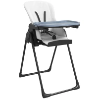 ZONEKIZ Trona para Bebé Ajustable y Reclinable con Doble Bandeja Ruedas y Cinturón de Seguridad 70x53x107 cm Negro y Blanco(m-1)