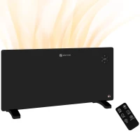 HOMCOM 2000W Electric Convector Heater, Freestanding or Wall Mounted, Space Heater with Adjustable Thermostat, Timer, Black(m-1)