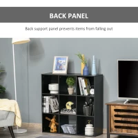 HOMCOM 3-tier 9 Cubes Storage Unit Particle Board Cupboard Bookcase Organiser Home Office Shelves, Black(m-6)
