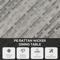 Outsunny 70cm Four-Person Wood-Effect Rattan Table - Grey(m-4)