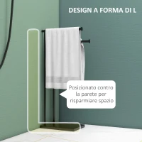 HOMCOM Porta Asciugamani Bagno da Terra Autoportante a 2 Bracci in Metallo, 35.5x20x78cm, Nero(m-5)
