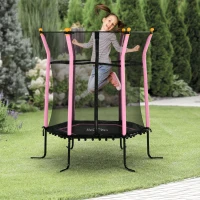 HOMCOM Trampoline pour enfant Ø 1,60 x 1,63 m filet de sécurité porte zippée 6 poteaux rembourrés inclus rose noir(m-2)
