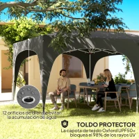 Outsunny Cenador Plegable 6x3 m Gazabo con Paneles Laterales UPF50+ Altura Ajustable Bolsa de Transporte Gris Oscuro(m-6)