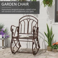Outsunny Metal Single Chair 1 Seater Garden Outdoor Rocking Chair Vintage Style Bronze(m-4)