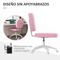 Vinsetto Silla de Oficina Giratoria Tapizada en PU con Altura Ajustable sin Brazos Carga 120 kg 46x59x82-92 cm Rosa(m-6)