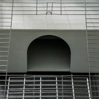 PawHut Conigliera in Legno con Casetta e Area Aperta per 1 Coniglio, 90x53x50cm, Grigio Scuro(m-9)