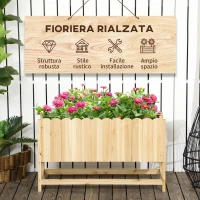 Outsunny Fioriera da Esterno Verticale in Legno con Foro di Drenaggio e Rivestimento Interno, 86x30x50 cm(m-4)