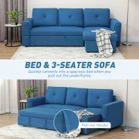 HOMCOM 4 Seater Sofa Bed, Pull Out Sofa Bed with Storage for Living Room, Cobalt Blue(m-4)