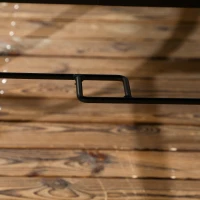 Outsunny 94 x 94 cm Garden Table with Parasol Hole, Outdoor Dining Table for 4, Square Patio Table with Stone-Grain Effect PC Board Top for Patio, Garden, Grey(m-8)