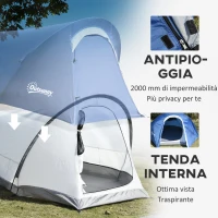 Outsunny Tenda da Campeggio in Poliestere e Tessuto Oxford con Gancio Interno e Finestre a Rete, 265x140x95 cm(m-4)