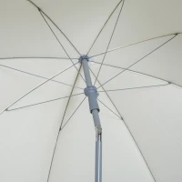 Outsunny 2.2m Beach Umbrella, Portable Parasol with Tilting Function, Outdoor Sunshade Shelter with 8 Ribs for Garden, Pool and Patio, Cream White(m-8)