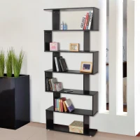 HOMCOM Bibliothèque étagère zig zag design contemporain 80L x 24l x 191H cm 6 niveaux noir(m-2)