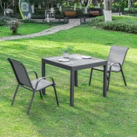 Outsunny Extendable Dining Table Outdoor Slat Table for 4-6 Person Rectangular Lawn Garden Bistro Patio Table with Aluminium Frame, 90-180cm x 90cm x 73cm, Grey(m-10)