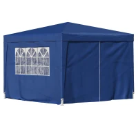 Outsunny Carpa Gazebo con Paredes Desmontables Ventanas Visibles Puerta con Cremallera Incluye Bolsa de Transporte Cuerdas y Piquetas 3x3 m Azul(m-10)