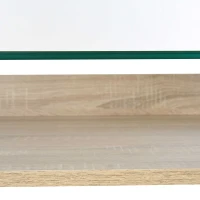 HOMCOM Scrivania da Computer di Design con Piano in Vetro Temperato di 9mm e Telaio in Legno e Acciaio, per Casa Ufficio(m-7)