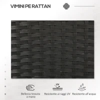 Outsunny Divanetto per Esterni 2 Posti con Tavolino da Caffè, in Acciaio e Rattan PE, 137x59x82 cm, Nero(m-4)