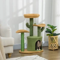 PawHut Multi Level Cat Tree, with Scratching Post, Toy Ball, Cat House, Bed - Green(m-10)