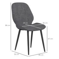 HOMCOM Velvet Dining Chairs, Set of 2 Dining Room Chairs with Metal Legs for Living Room, Dining Room, Grey(m-3)