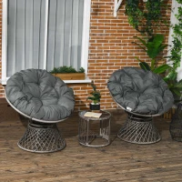 Outsunny Three-Piece Rattan Garden Moon Chair Set - Grey(m-2)