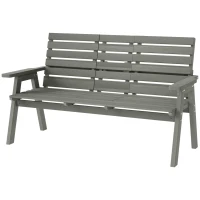 Outsunny Fir Wood Convertible 2 to 3 Seater Outdoor Garden Bench Grey(m-11)