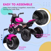AIYAPLAY Motorcycle Design, 3 in 1 Toddler Trike, Sliding Car, Balance Bike with Headlight, Music, Horn, Pink(m-7)