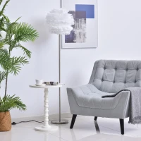 HOMCOM Lampadaire plume sur pied - ampoule E27 60 W max. - interrupteur à pied - dim. Ø 40 x 160H cm - métal chromé plumes d'oie blanc(m-2)