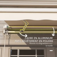 Outsunny Store banne manuel rétractable 295 x 245 cm avec manivelle, protection UV, cadre en aluminium, beige(m-6)