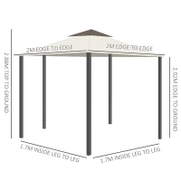 Outsunny 4 x 3.4m Hexagonal Metal Gazebo Garden Pavilion Outdoor Marquee Canopy Wedding Party Tent Shelter w/ Sidewall Panels(m-3)