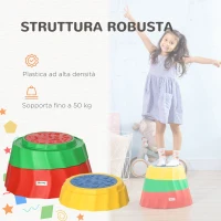 Outsunny Percorso di Equilibrio Giocattolo per Bambini 3-6 Anni, Pietre di Fiume Set 3 Pezzi Antiscivolo e Impilabili(m-6)