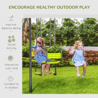 Outsunny Metal Garden Swing Set with Double Swings, Glider, Swing Seats - Green(m-5)