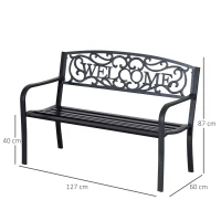 Outsunny Banc 2 Places de Jardin dim. 127L x 60l x 87H cm métal époxy anticorrosion Fonte Noir(m-3)