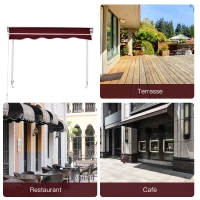 Outsunny Store banne Manuel Inclinaison réglable Aluminium Polyester imperméabilisé 70L x 180l cm Aubergine(m-7)