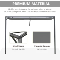 Outsunny 3 x 3(m) Outdoor Pergola Retractable Canopy Wall Mounted Gazebo Patio Shelter Sun Shade, Grey(m-5)