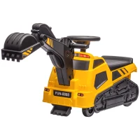 HOMCOM Ruspa Giocattolo 3 in 1 con Volante e Benna di Scavo, 100x43x48.5 cm, Giallo e Nero(m-10)