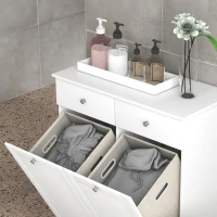 HOMCOM Armoire de salle de bain, meuble de rangement, avec paniers à linge pliables 2 tiroirs, 78L x 40l x 90,5H cm, blanc(m-8)